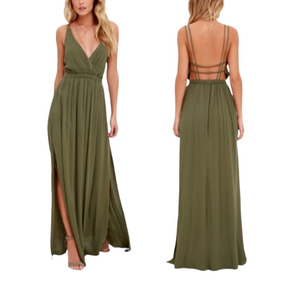 Lulus olive green maxi dress
